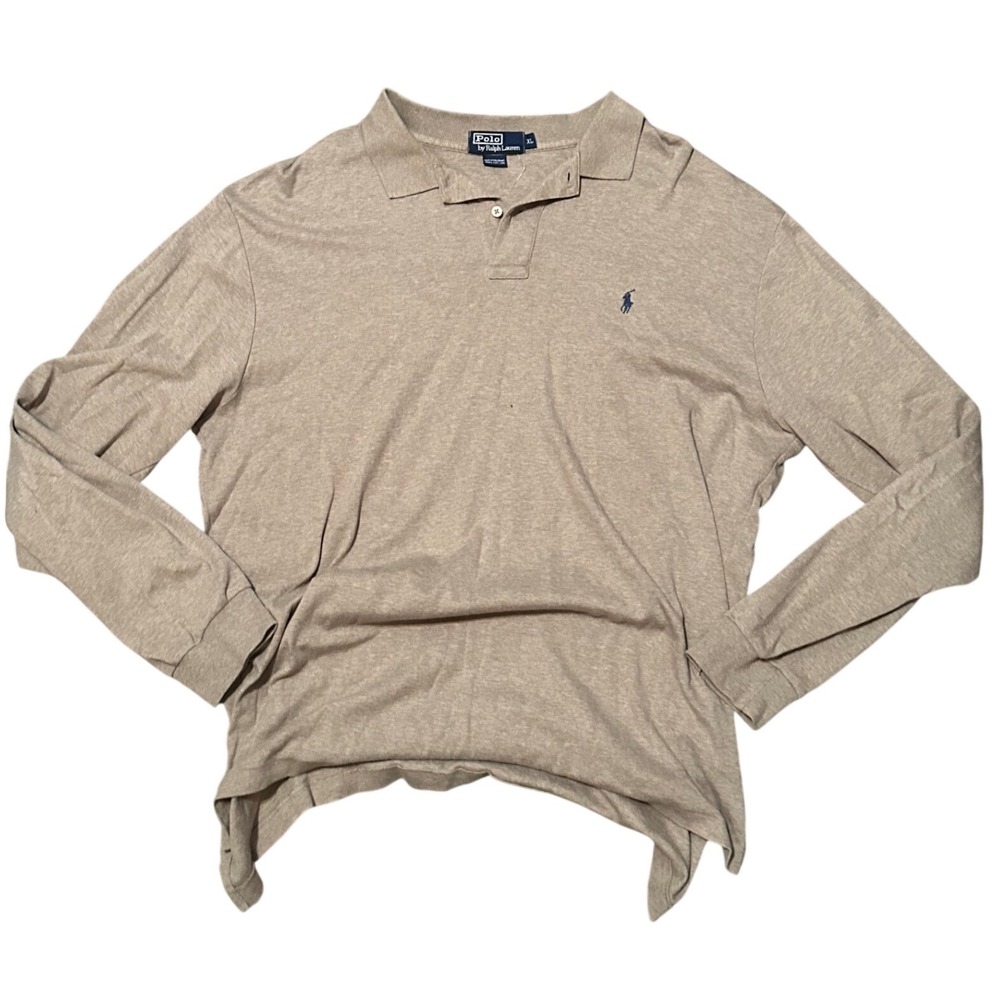 Polo Ralph Lauren Long Sleeve Polo Shirt‎ Beige Mens Size XL